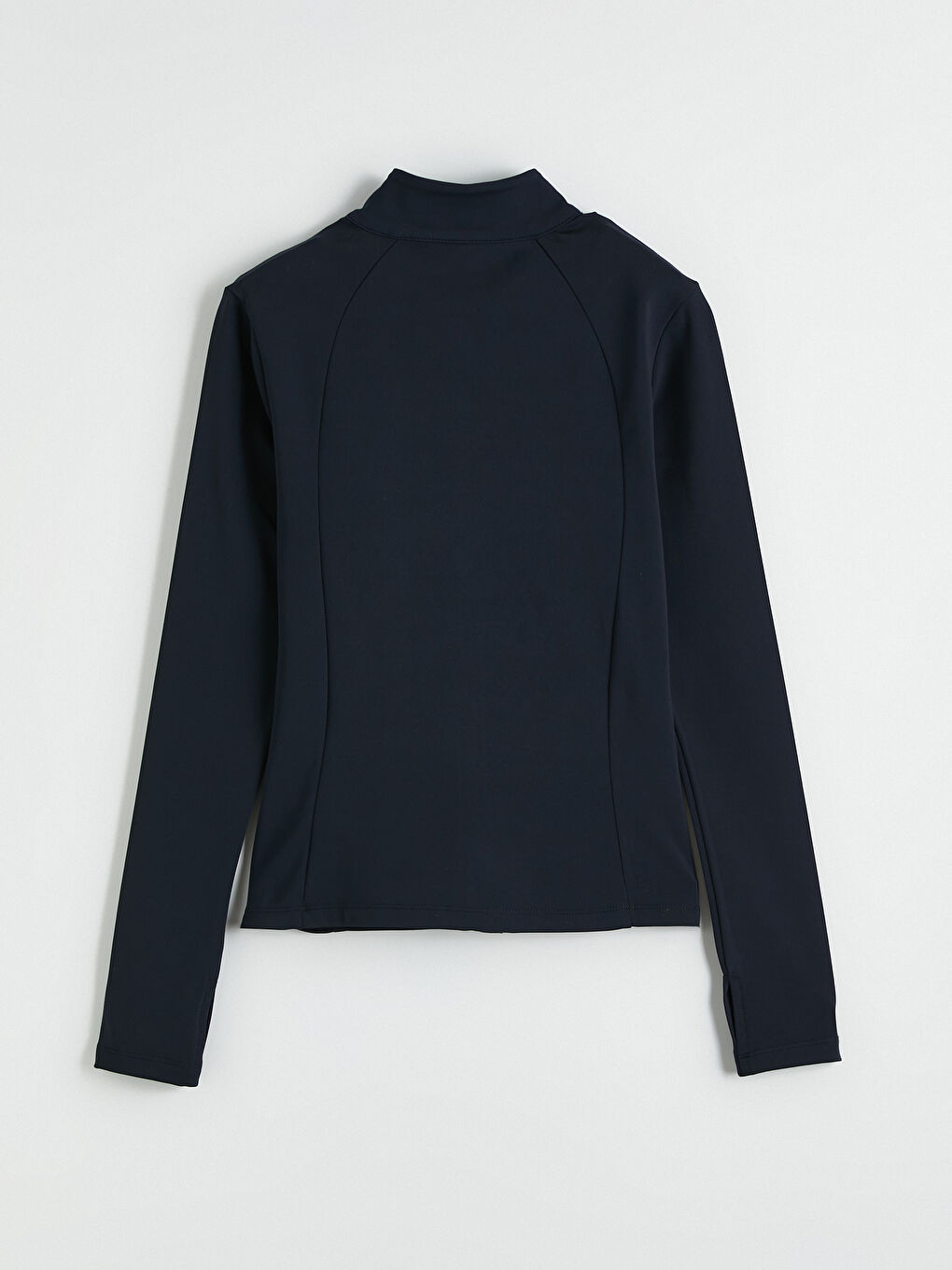 Lacivert Dik Yaka Kadın Fermuarlı Sweatshirt-3