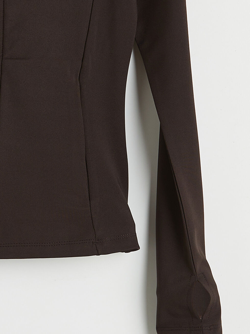 Kahverengi Dik Yaka Kadın Fermuarlı Sweatshirt-2