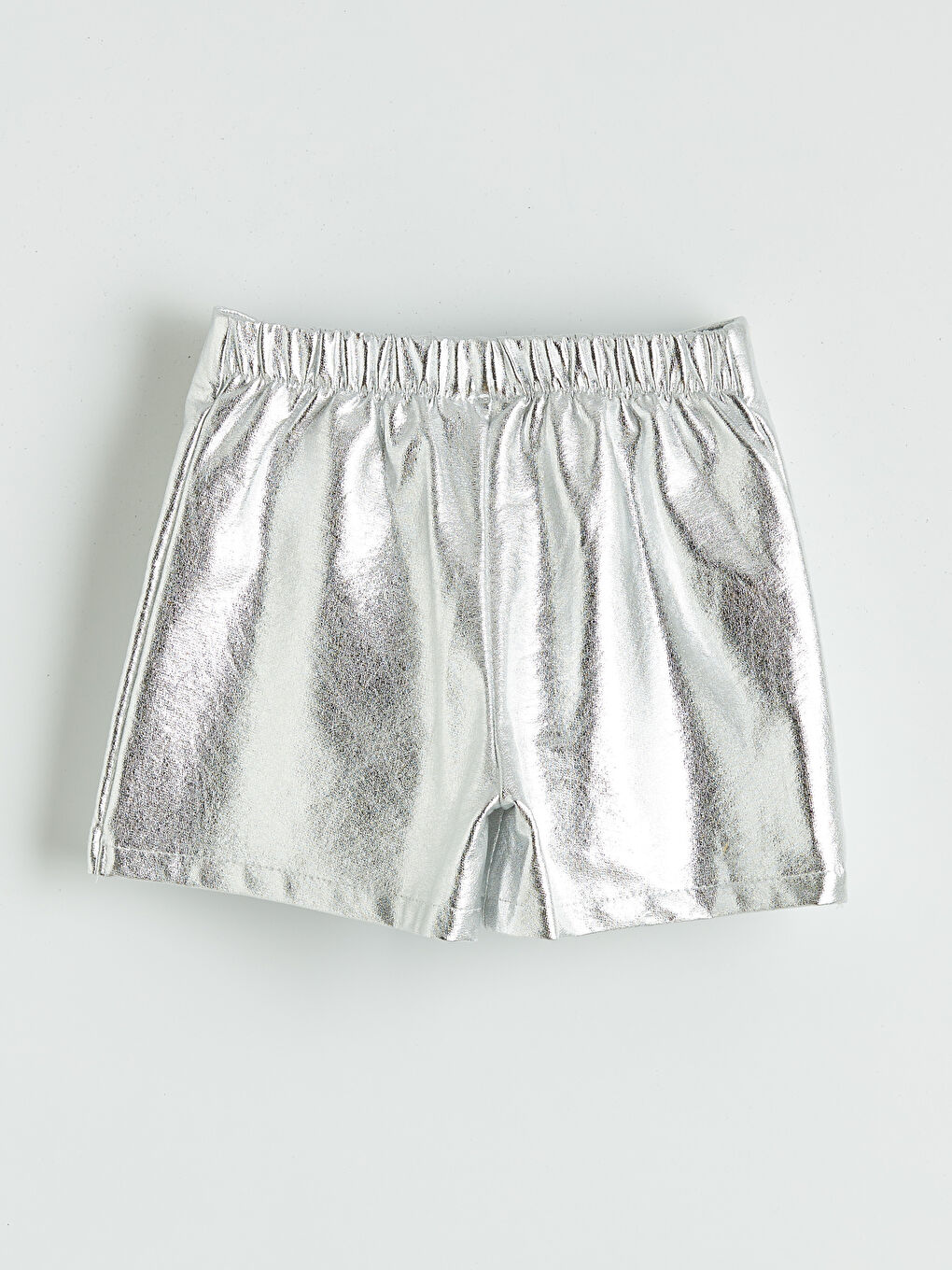 Gri Parlak Görünümlü Kız Çocuk Şort Etek ve Külotlu Çorap-2