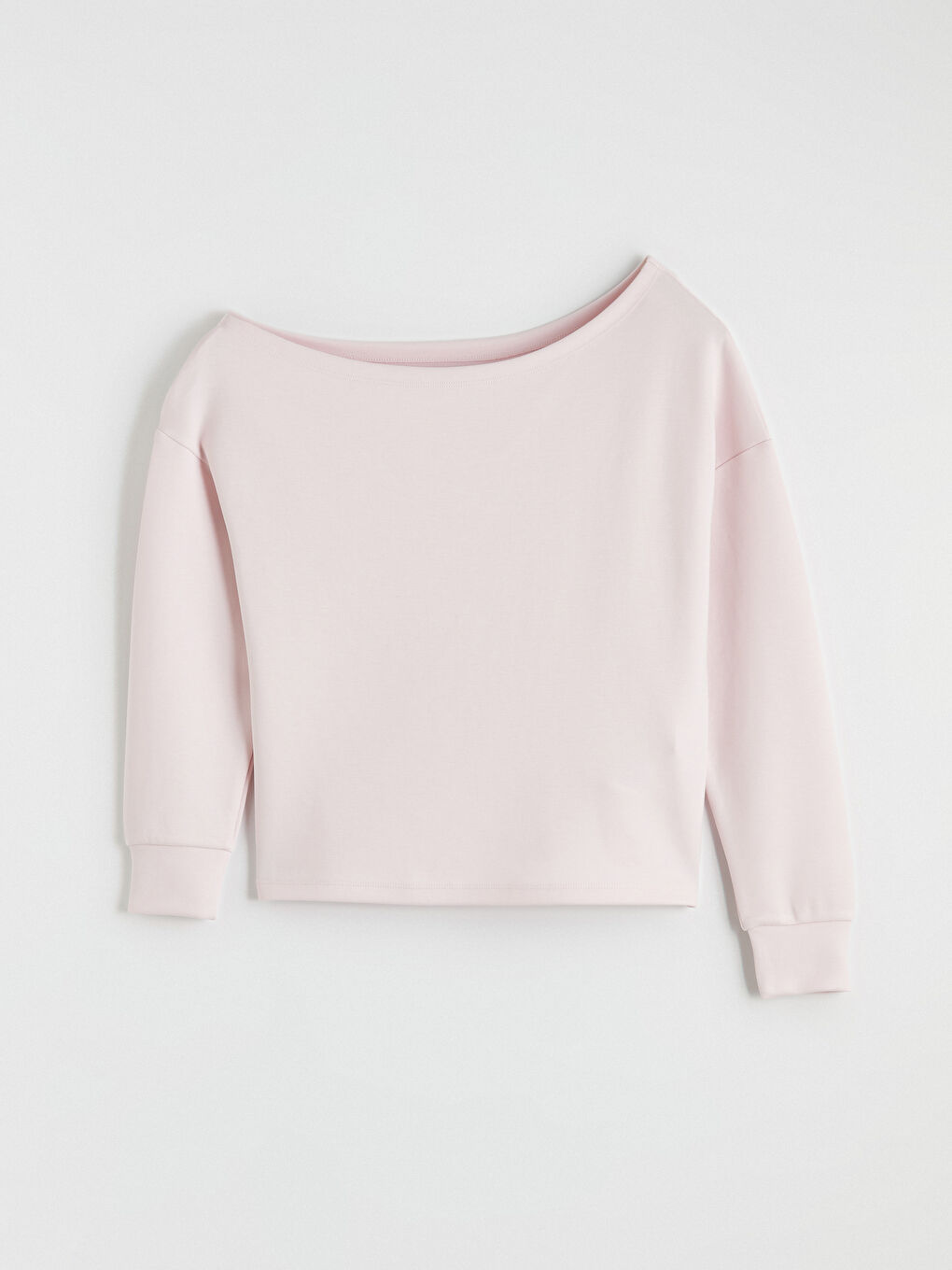 Pembe Kayık Yaka Kadın Sweatshirt-4