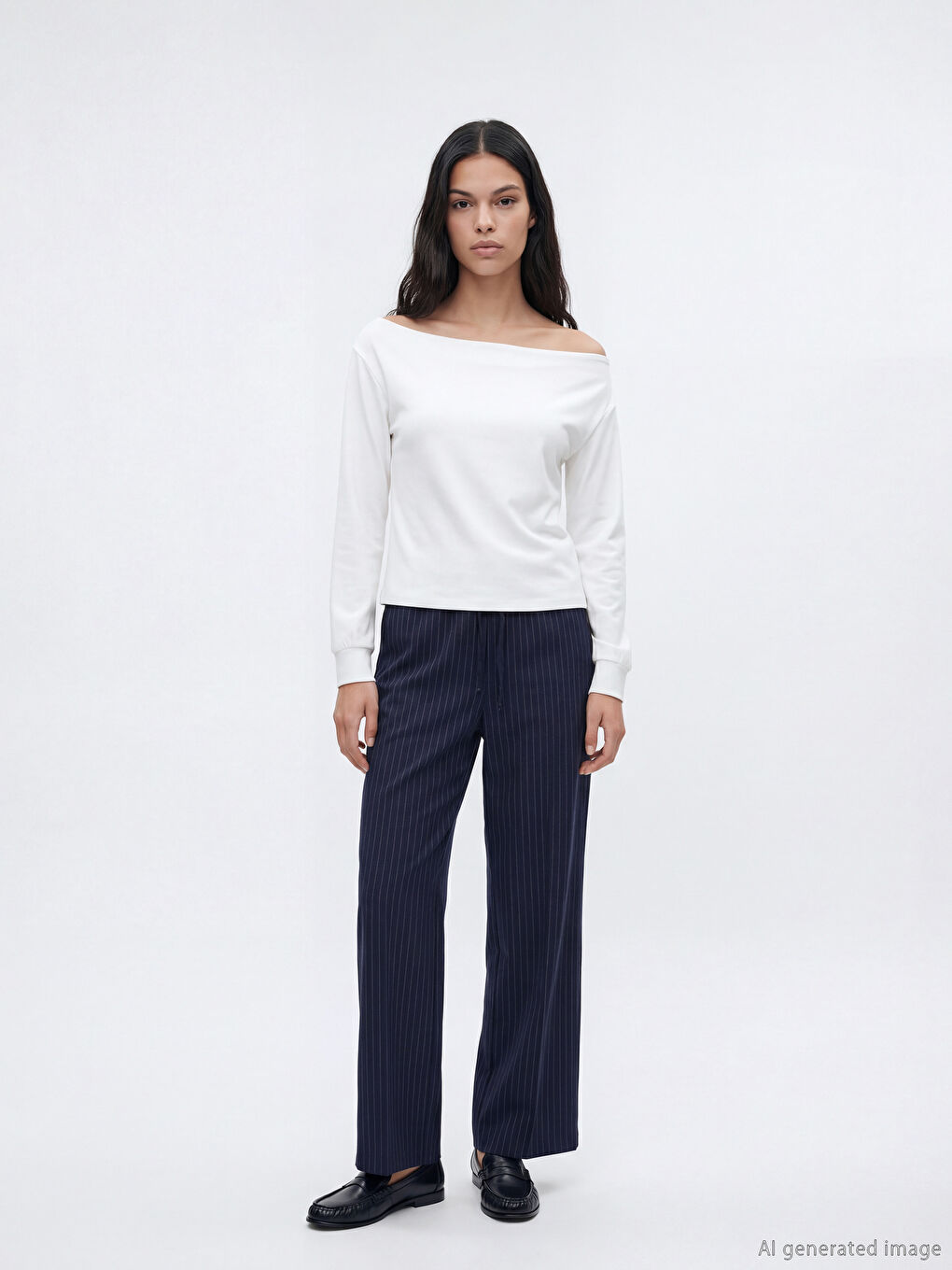 Ekru Kayık Yaka Kadın Sweatshirt-1