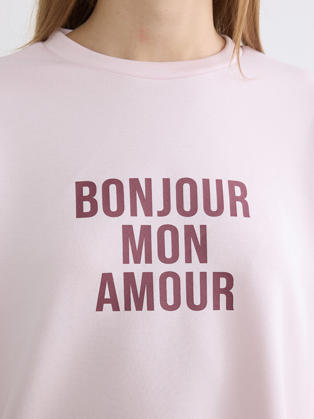 Pembe Soft Touch Oversize Kadın Tişört-2