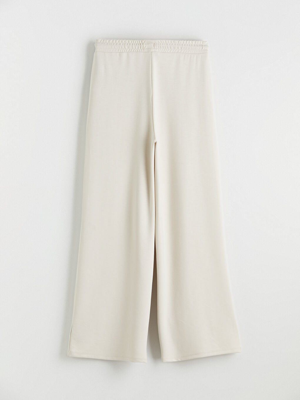 Bej Beli Lastikli Geniş Paça Kadın Eşofman Altı-2