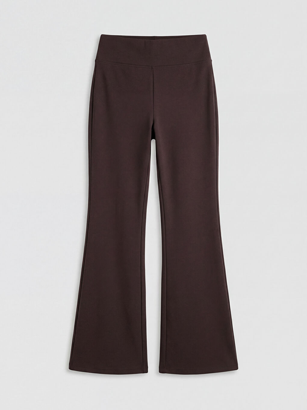 Kahverengi Yüksek Bel İspanyol Paça Kadın Tayt Pantolon	