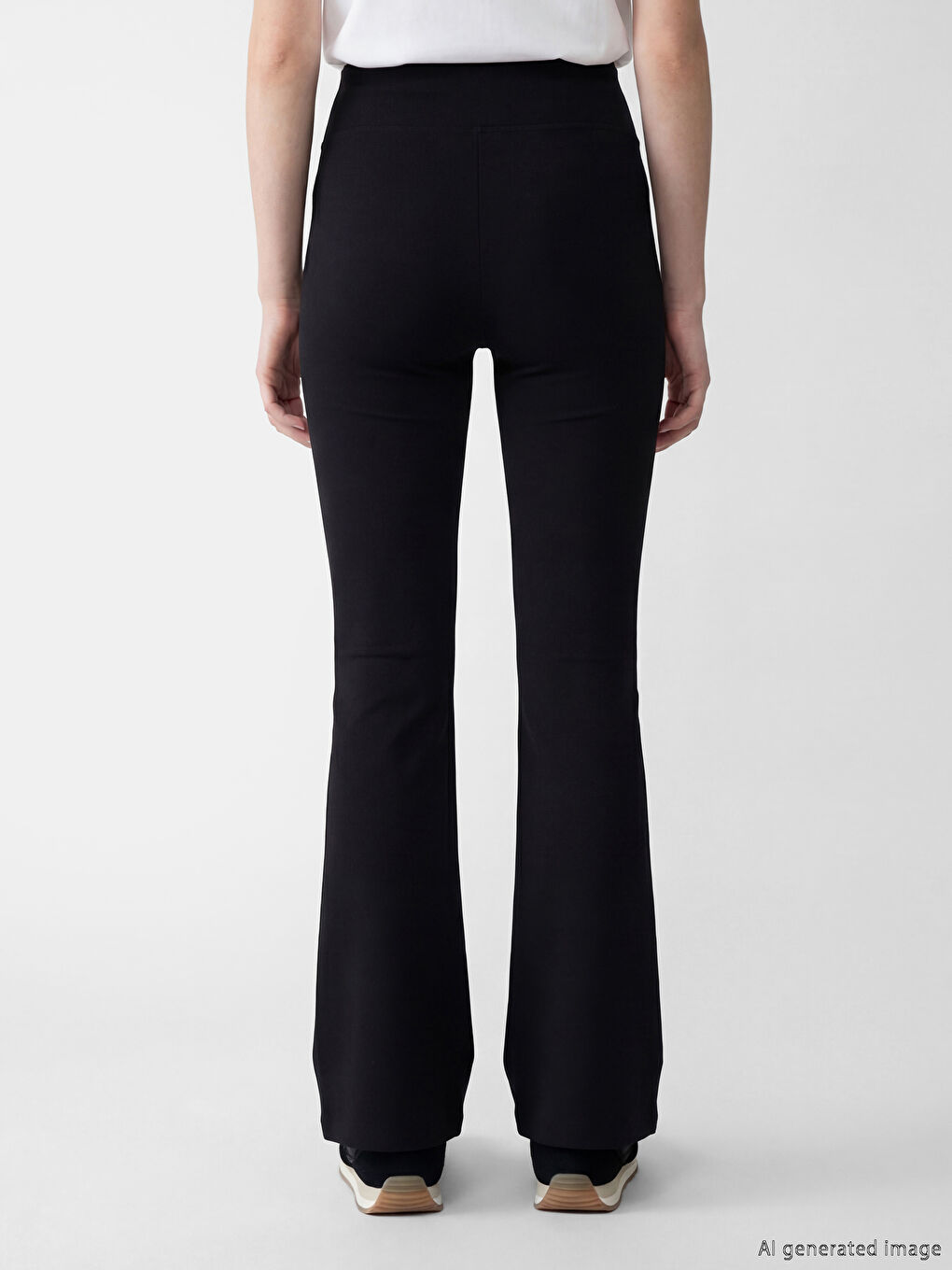 Siyah Yüksek Bel İspanyol Paça Kadın Tayt Pantolon	-1