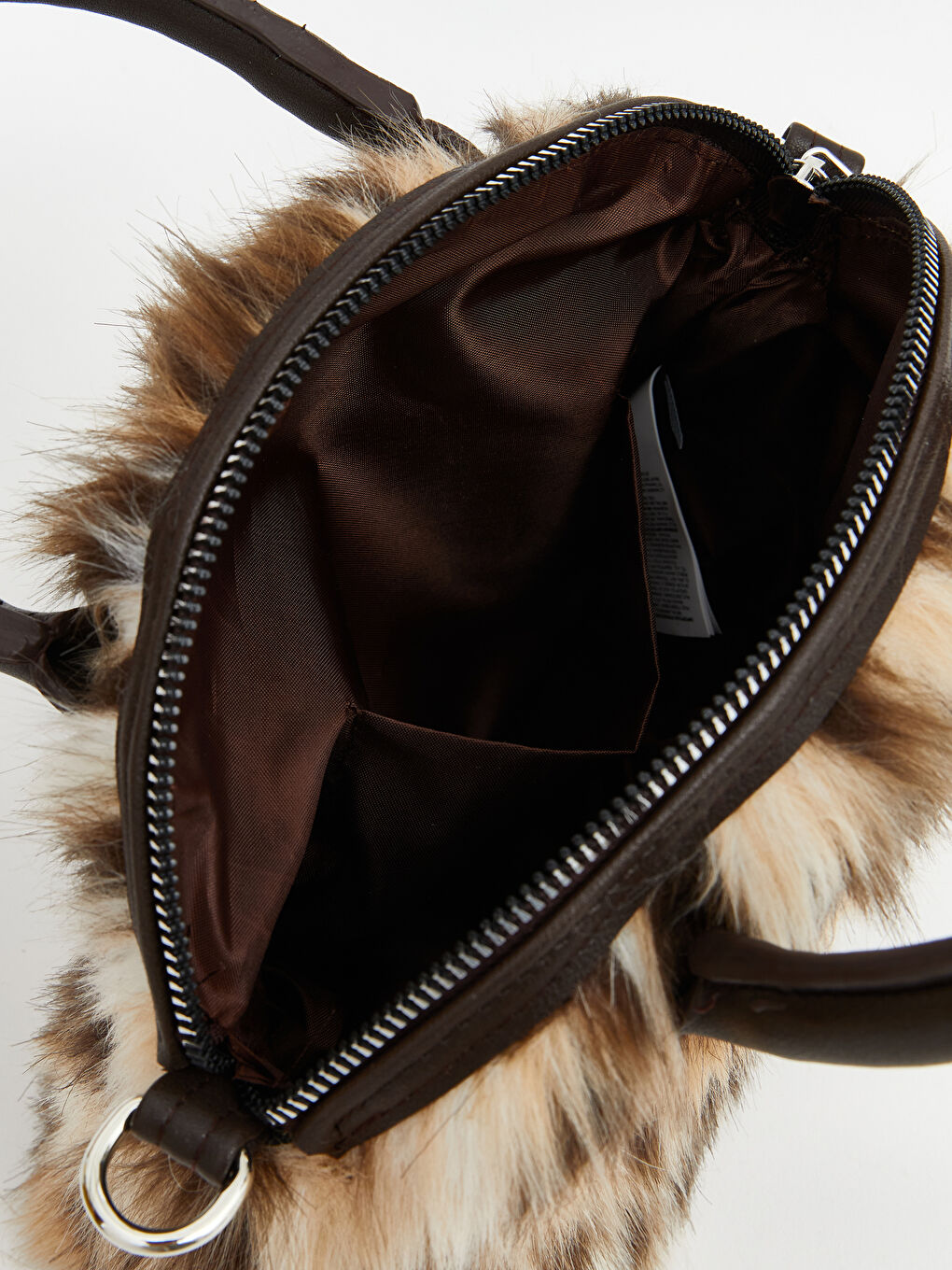 Kahverengi Leopar Desenli Kadın Kürk Omuz Çantası-2