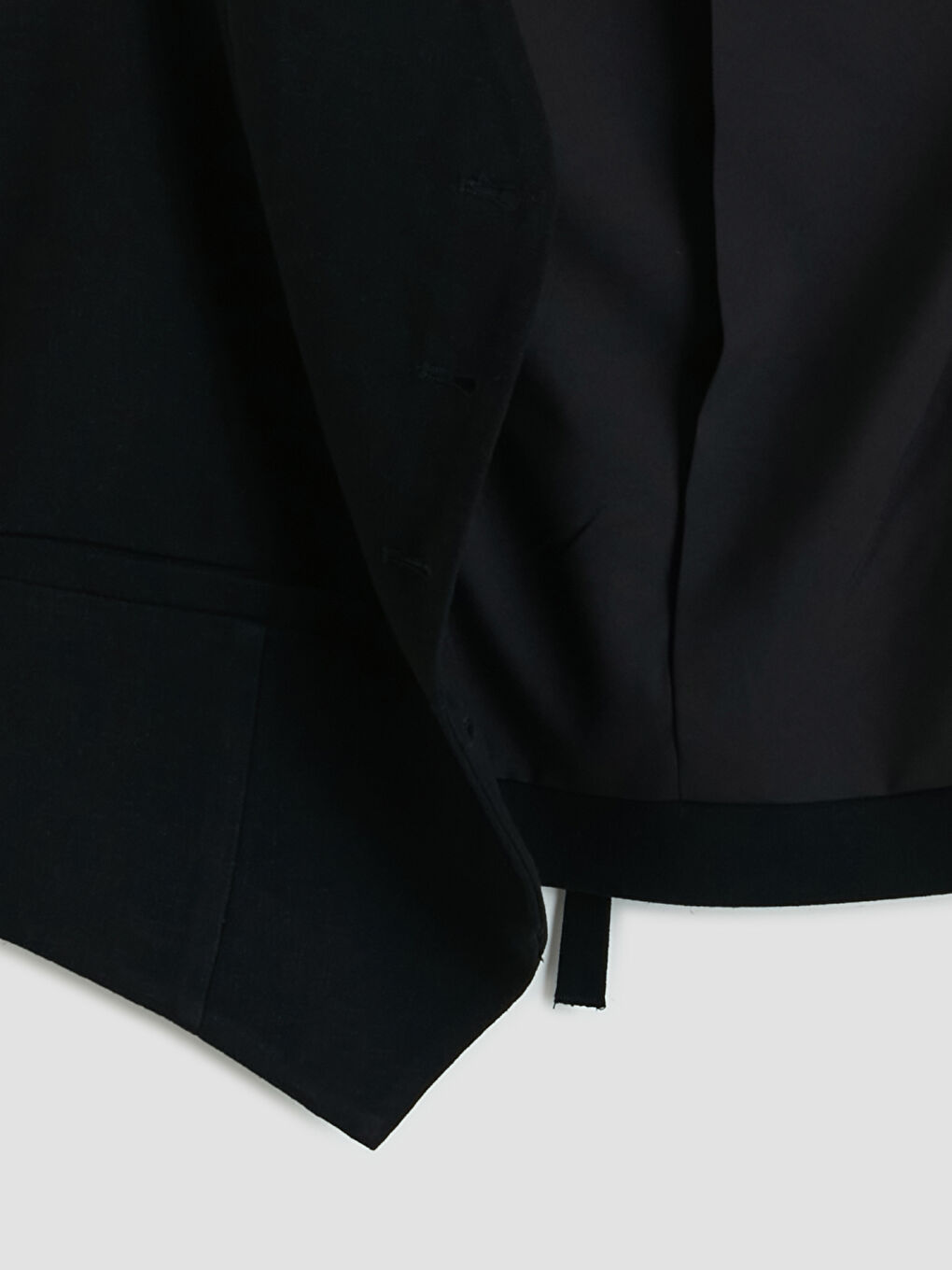 Siyah V Yaka Keten Karışımlı Kadın Klasik Yelek-2