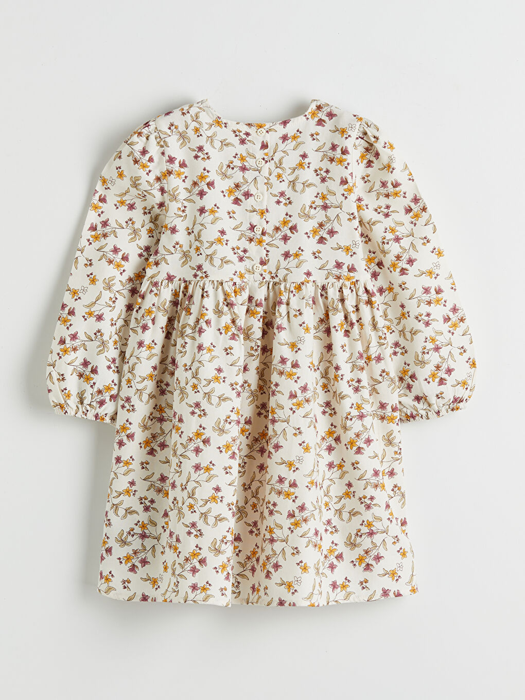 Ekru Çiçekli Kız Çocuk Elbise ve Süveter-4