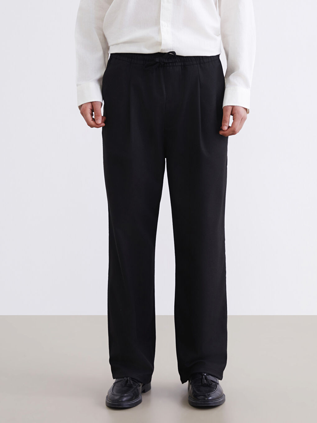 Siyah Bol Fit Erkek Pantolon-1