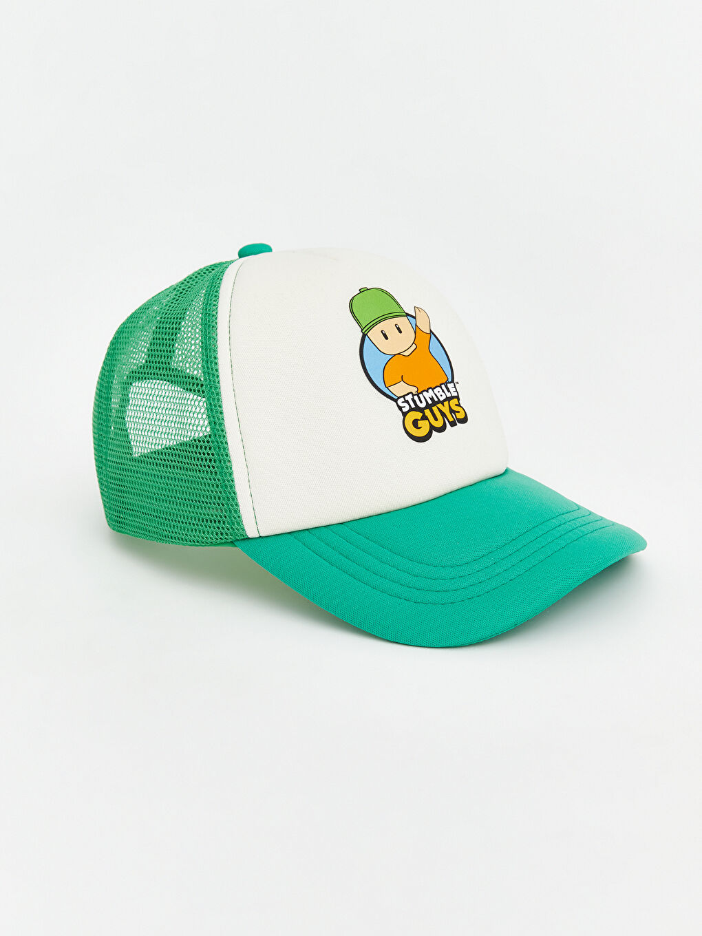 Yeşil Stumble Guys Baskılı Erkek Çocuk Kep Şapka-1