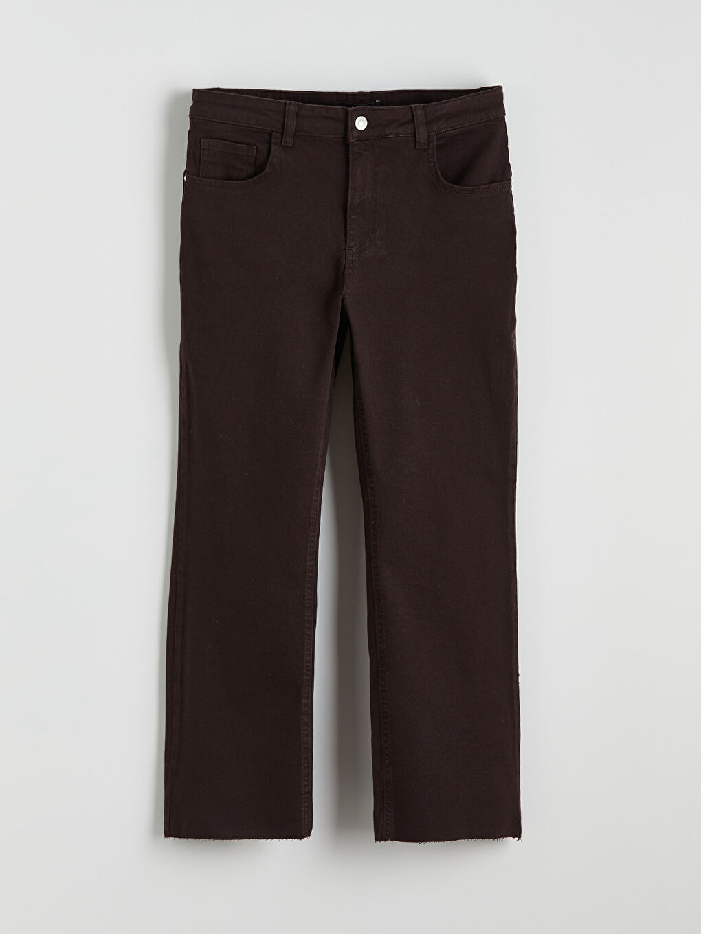 Kahverengi Crop Straight Fit Kadın Jean Pantolon