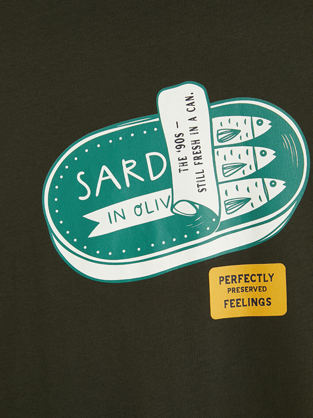 Haki Bisiklet Yaka Baskılı Erkek Tişört-6