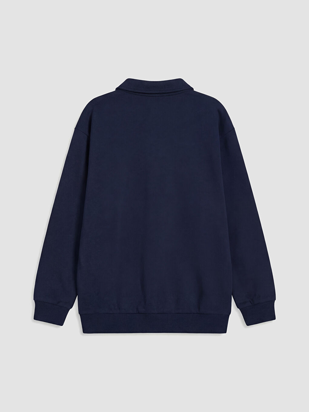 Lacivert Polo Yaka Baskılı Erkek Çocuk Sweatshirt-1