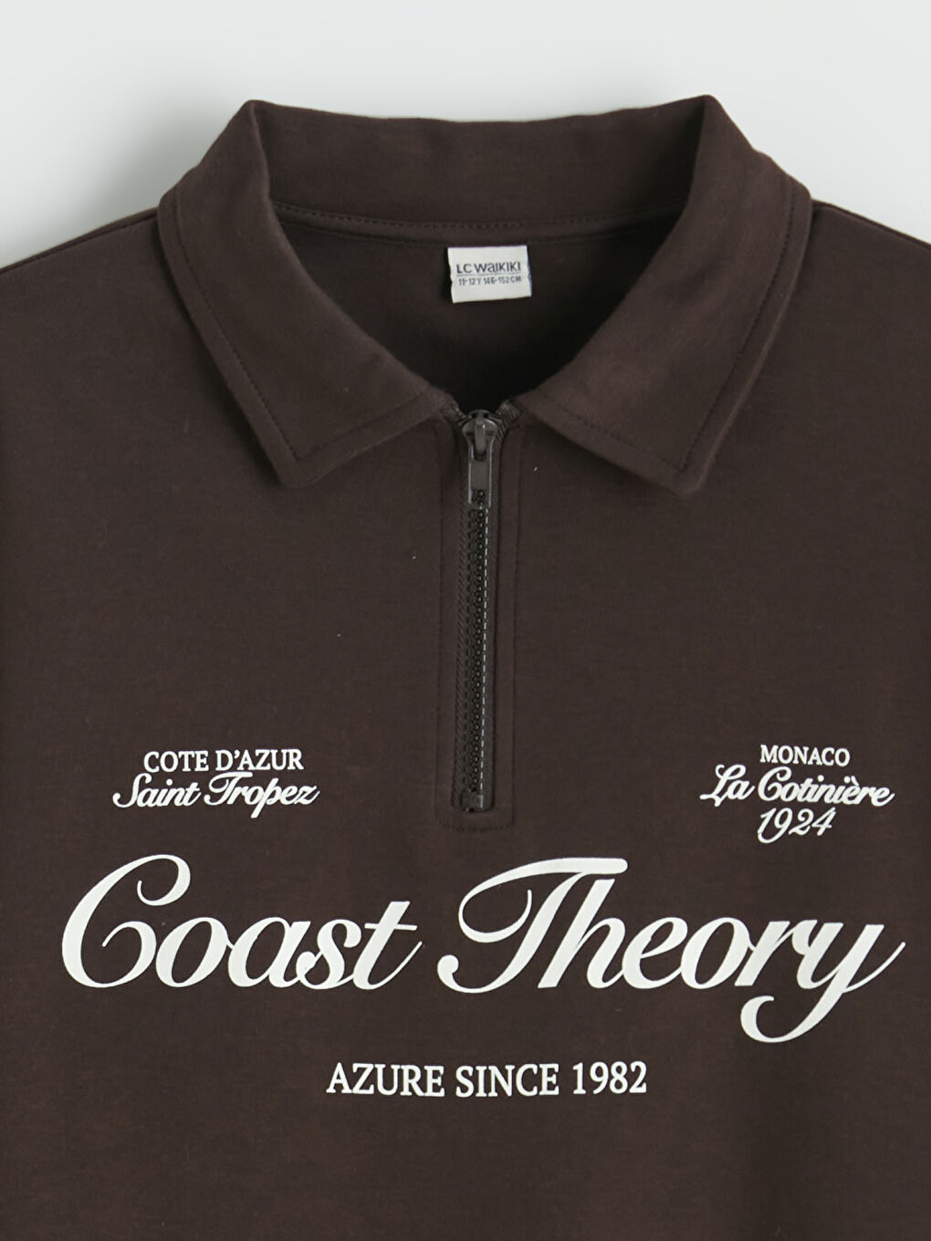 Kahverengi Polo Yaka Baskılı Erkek Çocuk Tişört-1