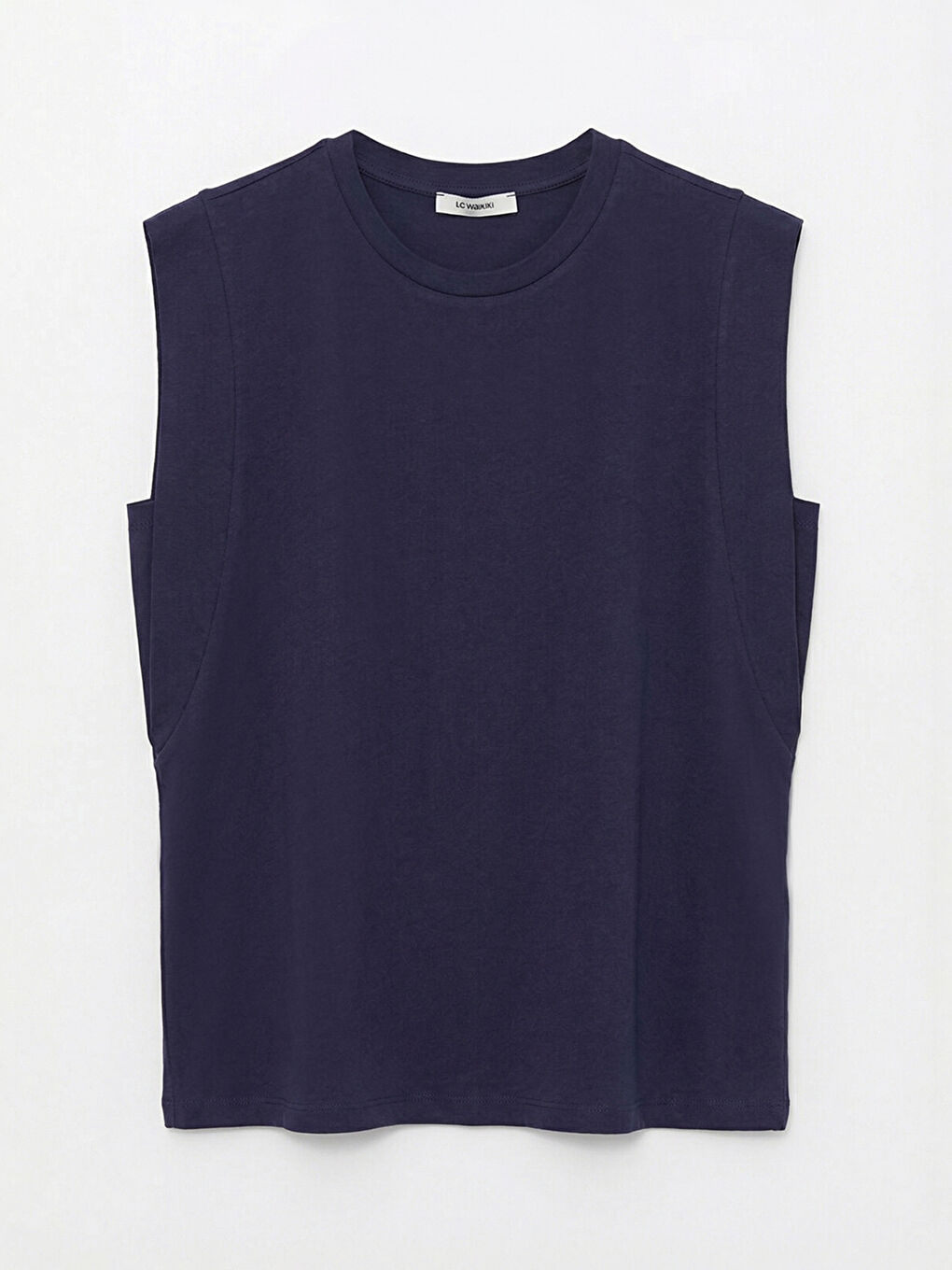 Lacivert Bisiklet Yaka Kolsuz Bluz-4