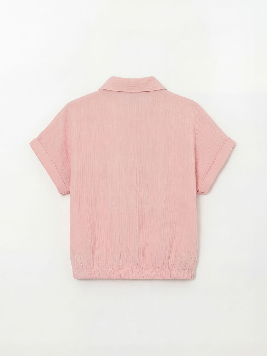 Pembe Kısa Kollu Kız Çocuk Gömlek-1