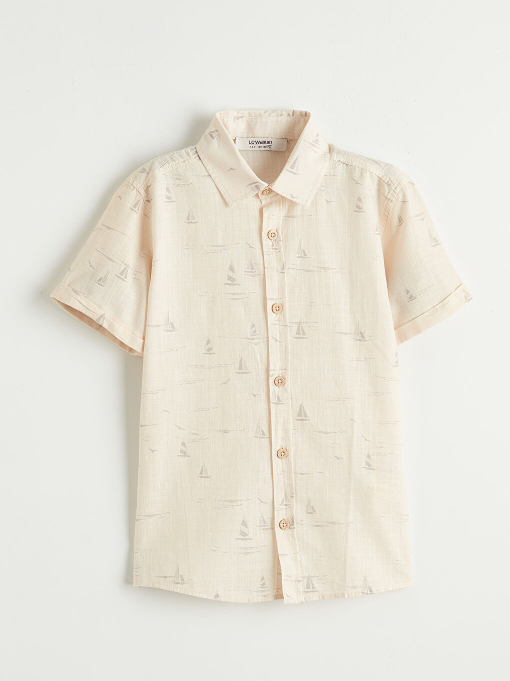 Bej Desenli Erkek Çocuk Gömlek