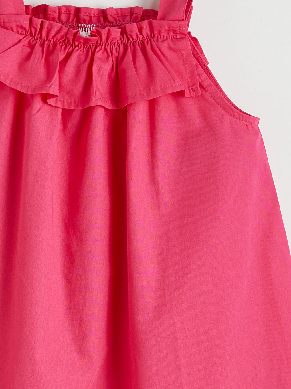 Fuşya Kare Yaka Fırfırlı Kız Çocuk Elbise-2