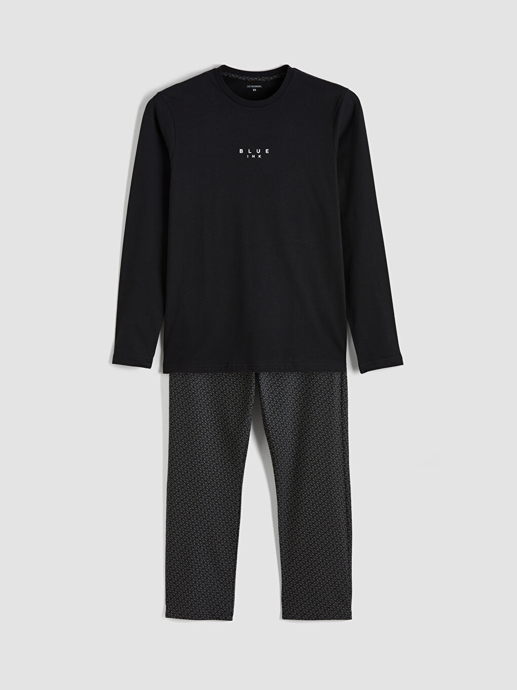 Siyah Standart Kalıp Baskılı Erkek Pijama Takım