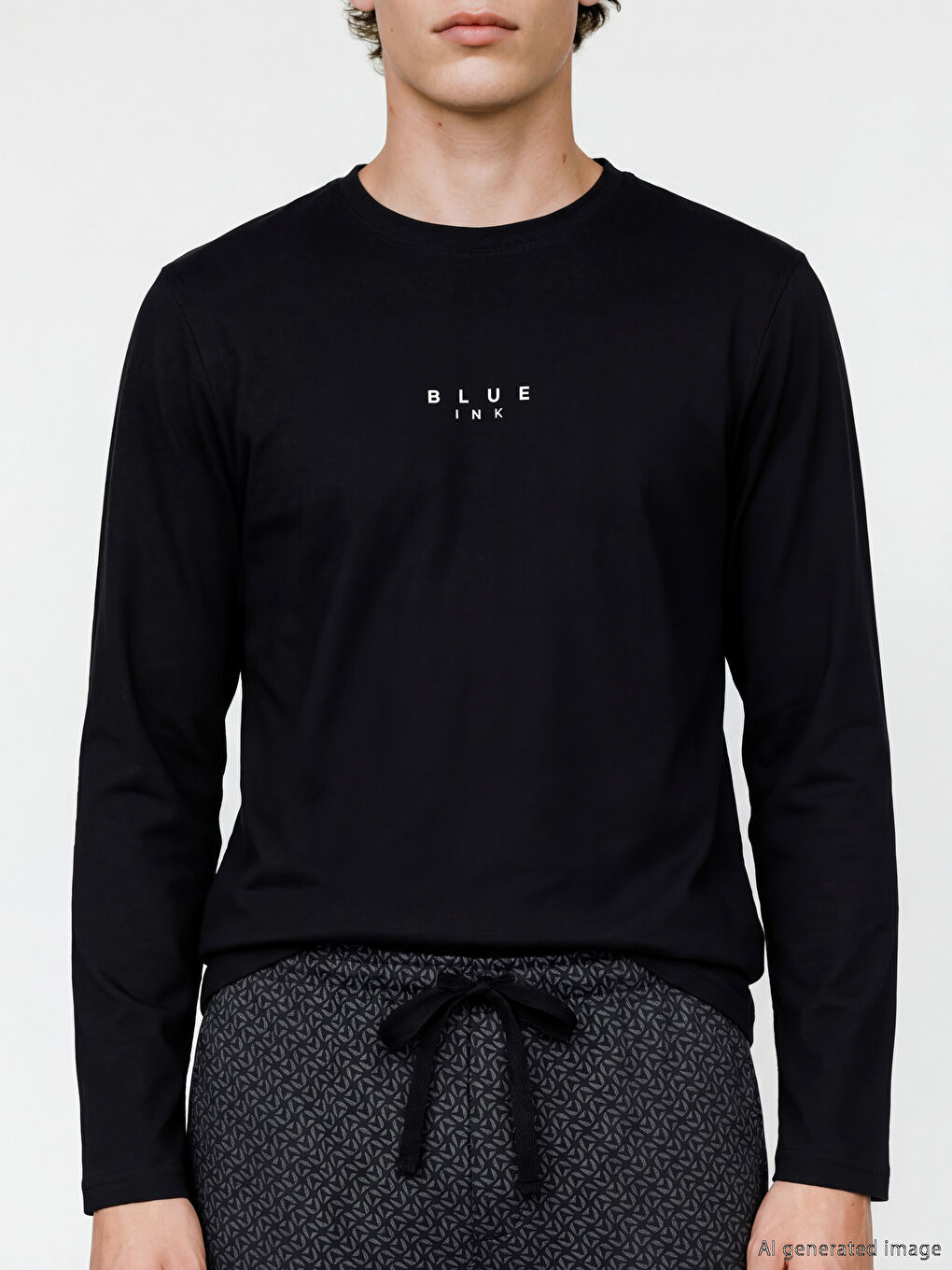 Siyah Standart Kalıp Baskılı Erkek Pijama Takım-2