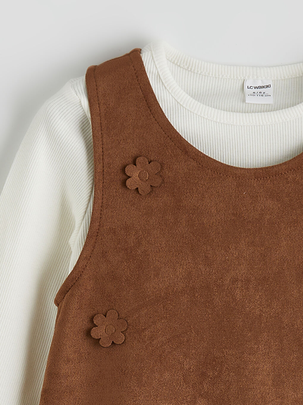 Kahverengi Uzun Kollu Kız Çocuk Elbise-1