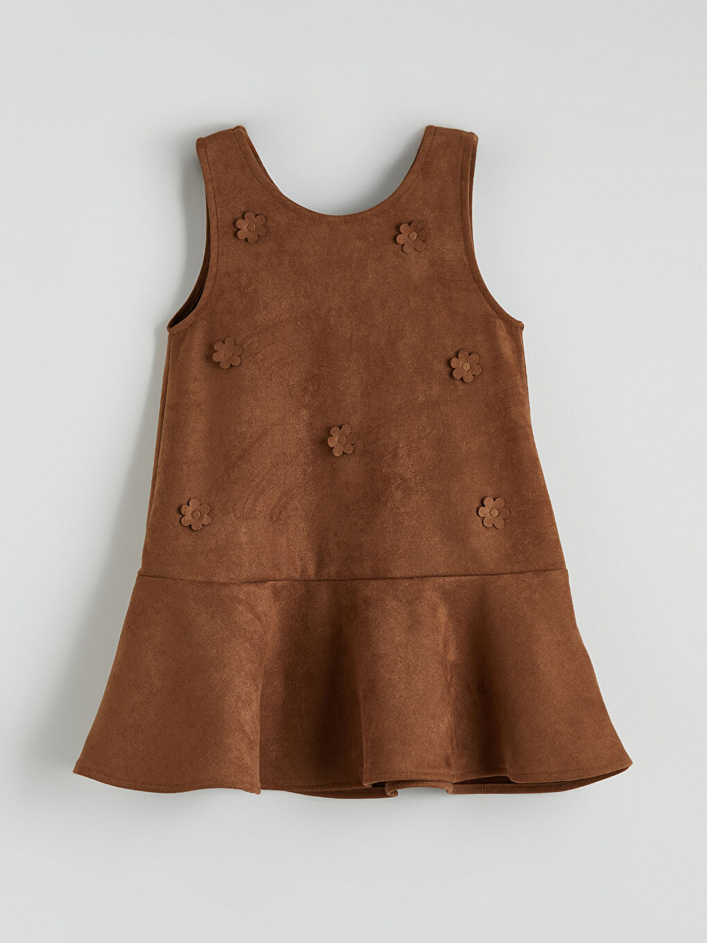 Kahverengi Uzun Kollu Kız Çocuk Elbise-6