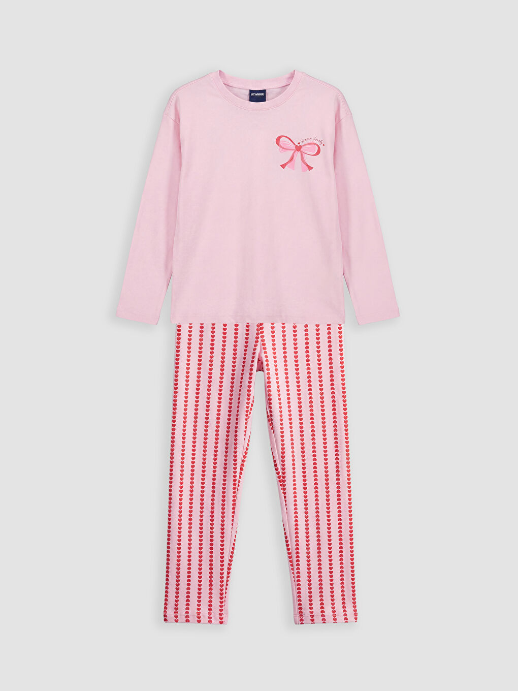 Pembe Bisiklet Yaka Baskılı Kız Çocuk Pijama Takım