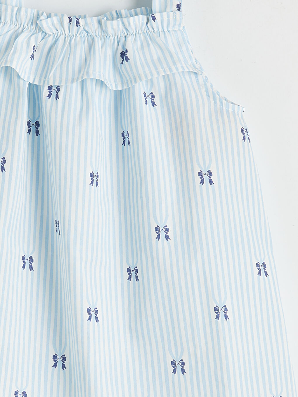 Mavi Volanlı Kız Çocuk Poplin Elbise-2