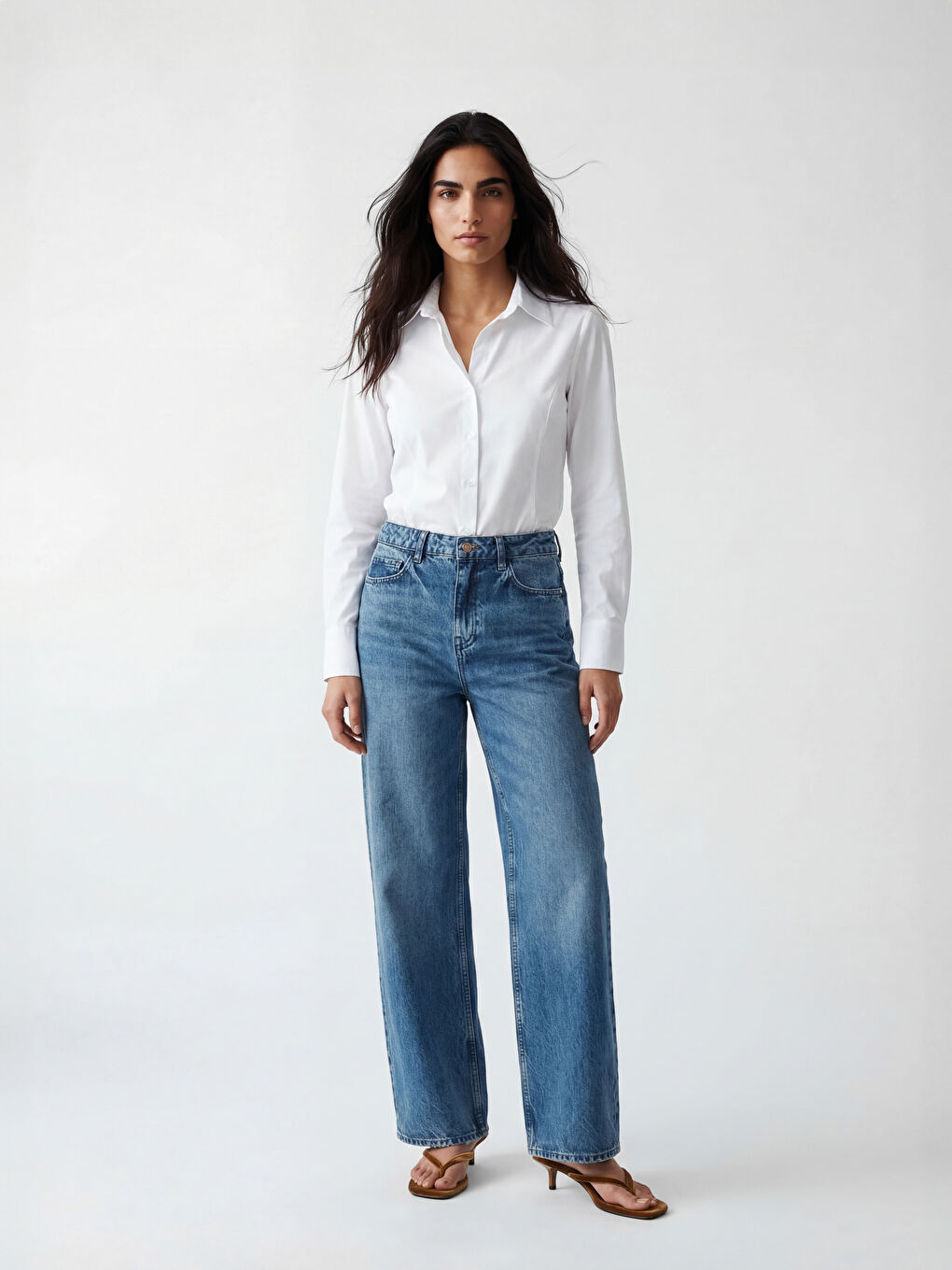 Beyaz Slim Fit Kadın Gömlek-3