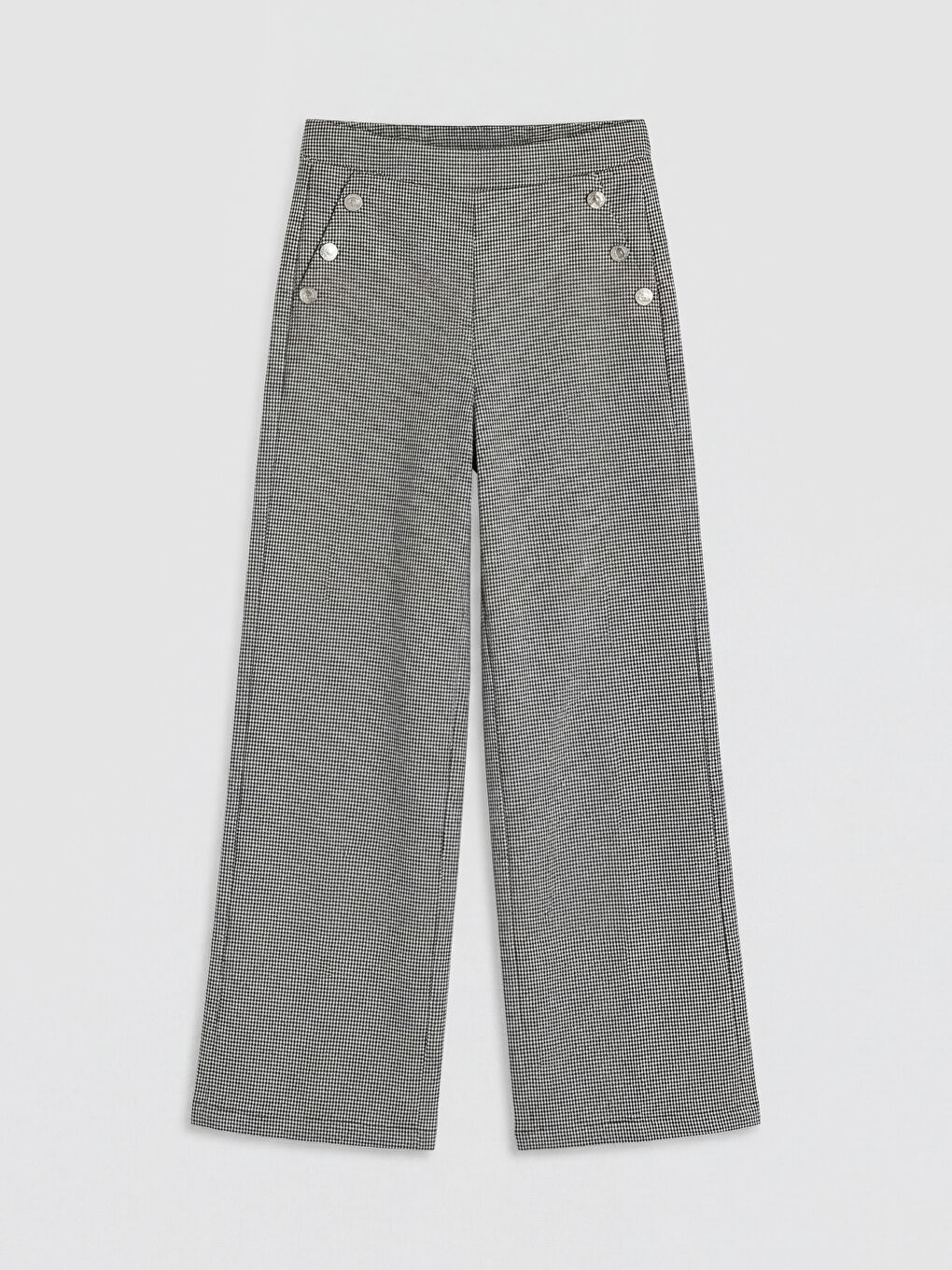 Siyah Kız Çocuk Kazayağı Desenli Pantolon