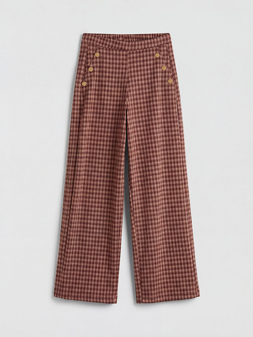 Pembe Kız Çocuk Kazayağı Desenli Pantolon