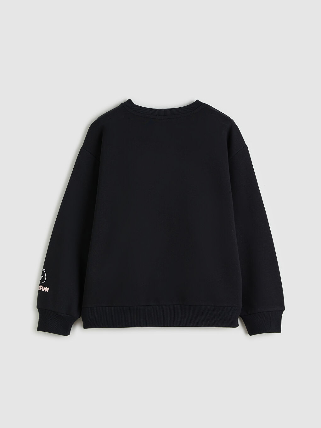 Siyah Baskılı Kız Çocuk Kalın Sweatshirt-1