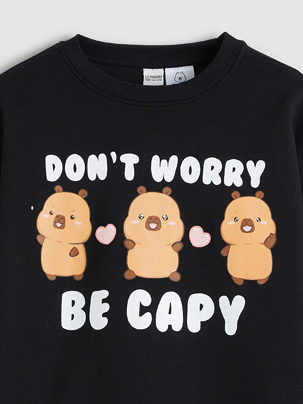 Siyah Baskılı Kız Çocuk Kalın Sweatshirt-2