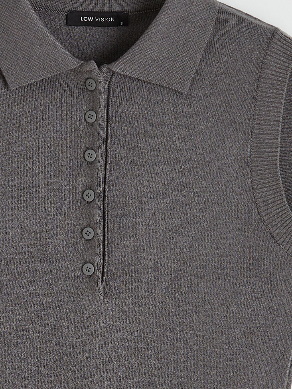 Ženski prsluk od pletenog džempera sa polo kragnom-3