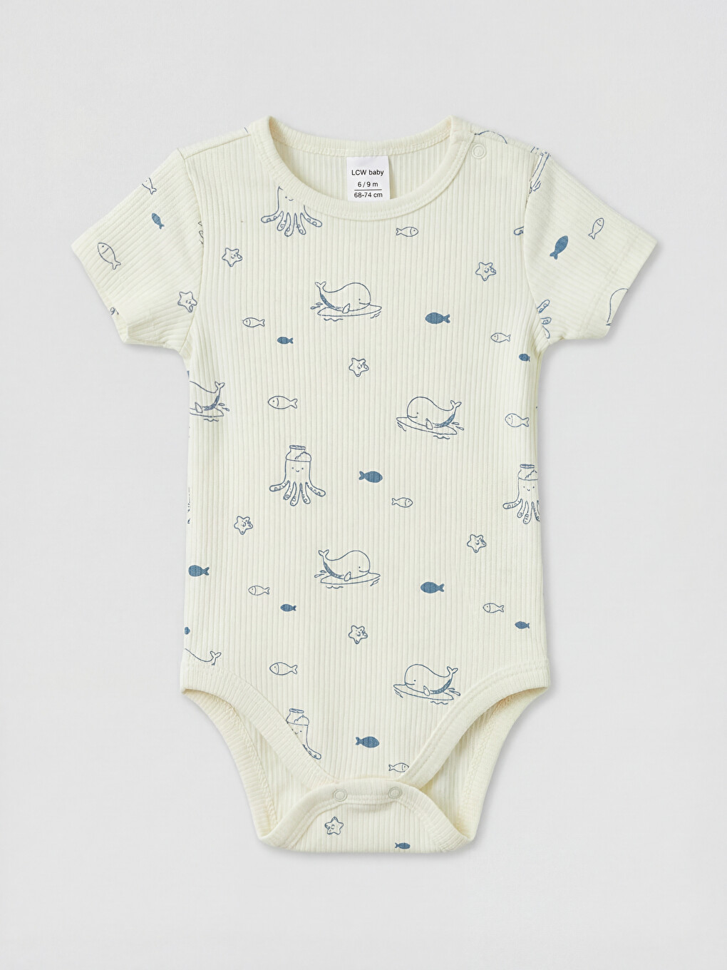 Ekru Bisiklet Yaka Erkek Bebek Çıtçıtlı Body