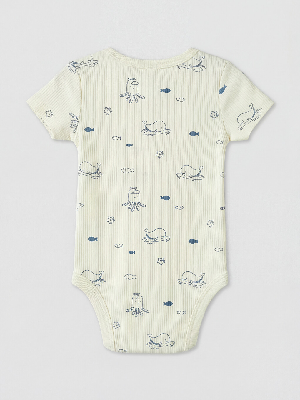Ekru Bisiklet Yaka Erkek Bebek Çıtçıtlı Body-1