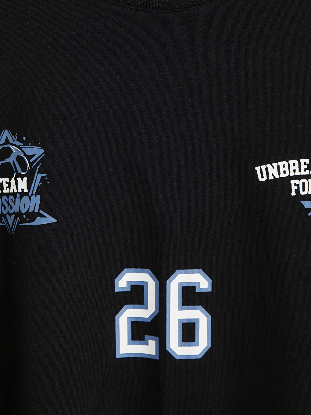 Siyah Bisiklet Yaka Baskılı Erkek Tişört-2