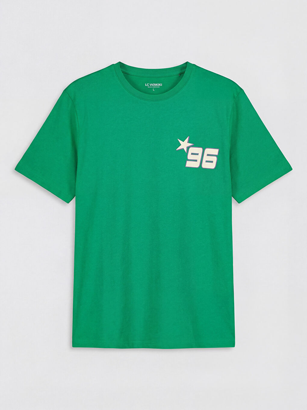 Yeşil Bisiklet Yaka Baskılı Erkek Tişört