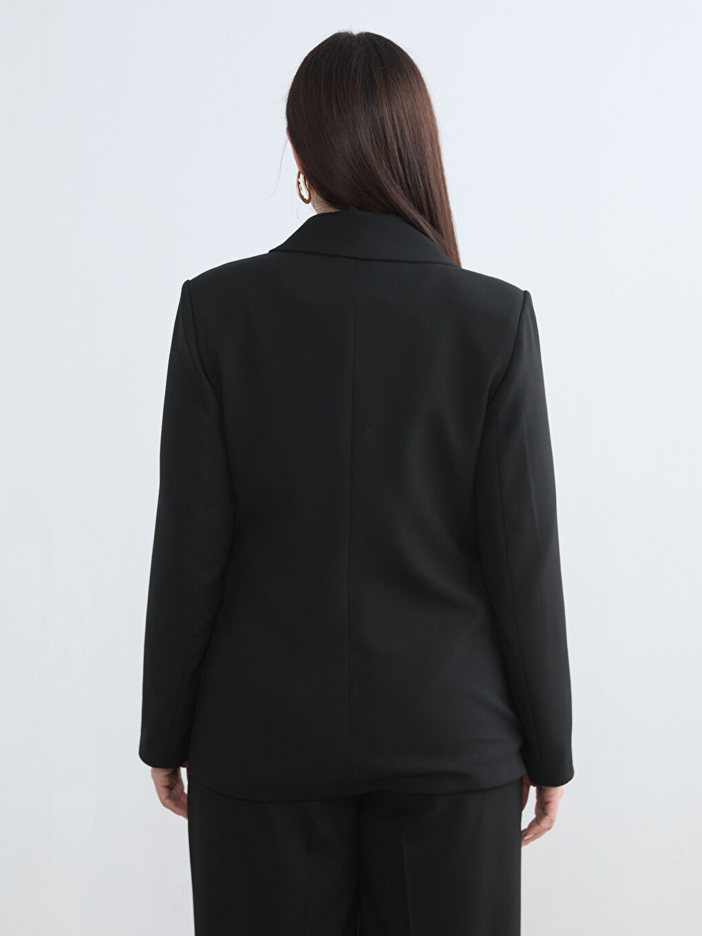 Siyah Kruvaze Yaka Kadın Blazer Ceket-7