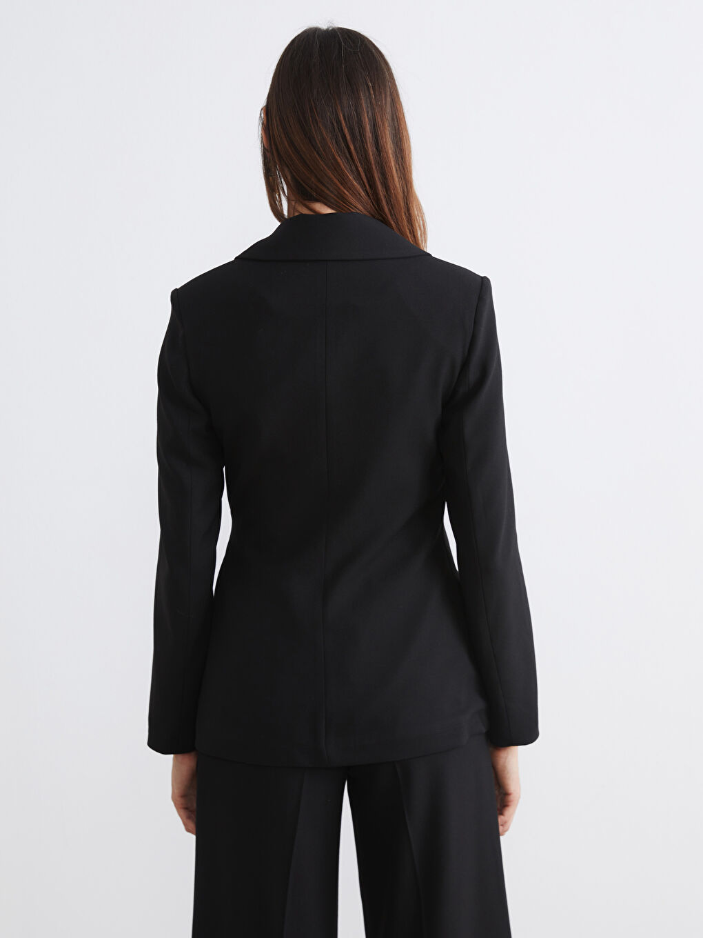 Siyah Kruvaze Yaka Kadın Blazer Ceket-4