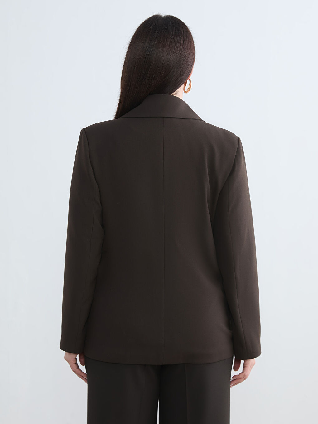 Kahverengi Kruvaze Yaka Kadın Blazer Ceket-7