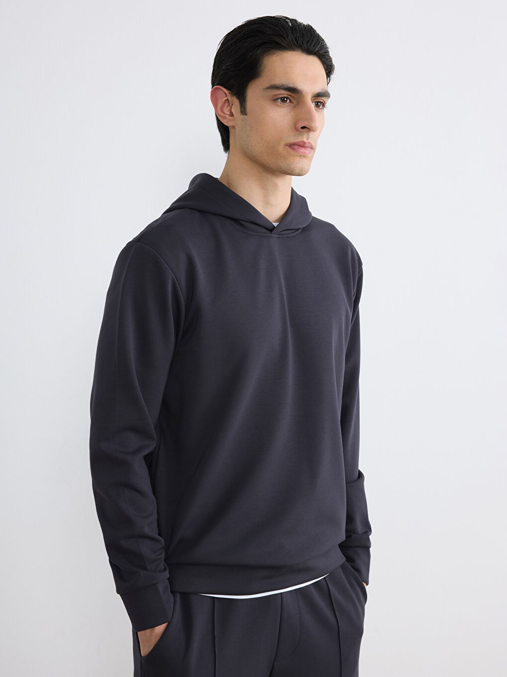 Antrasit Basic Erkek Hoodie