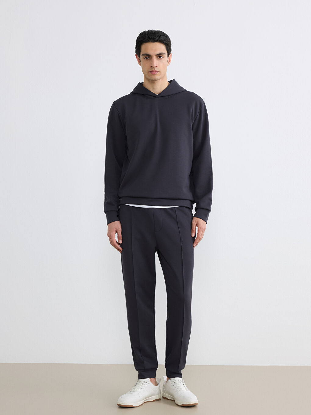 Antrasit Basic Erkek Hoodie-1