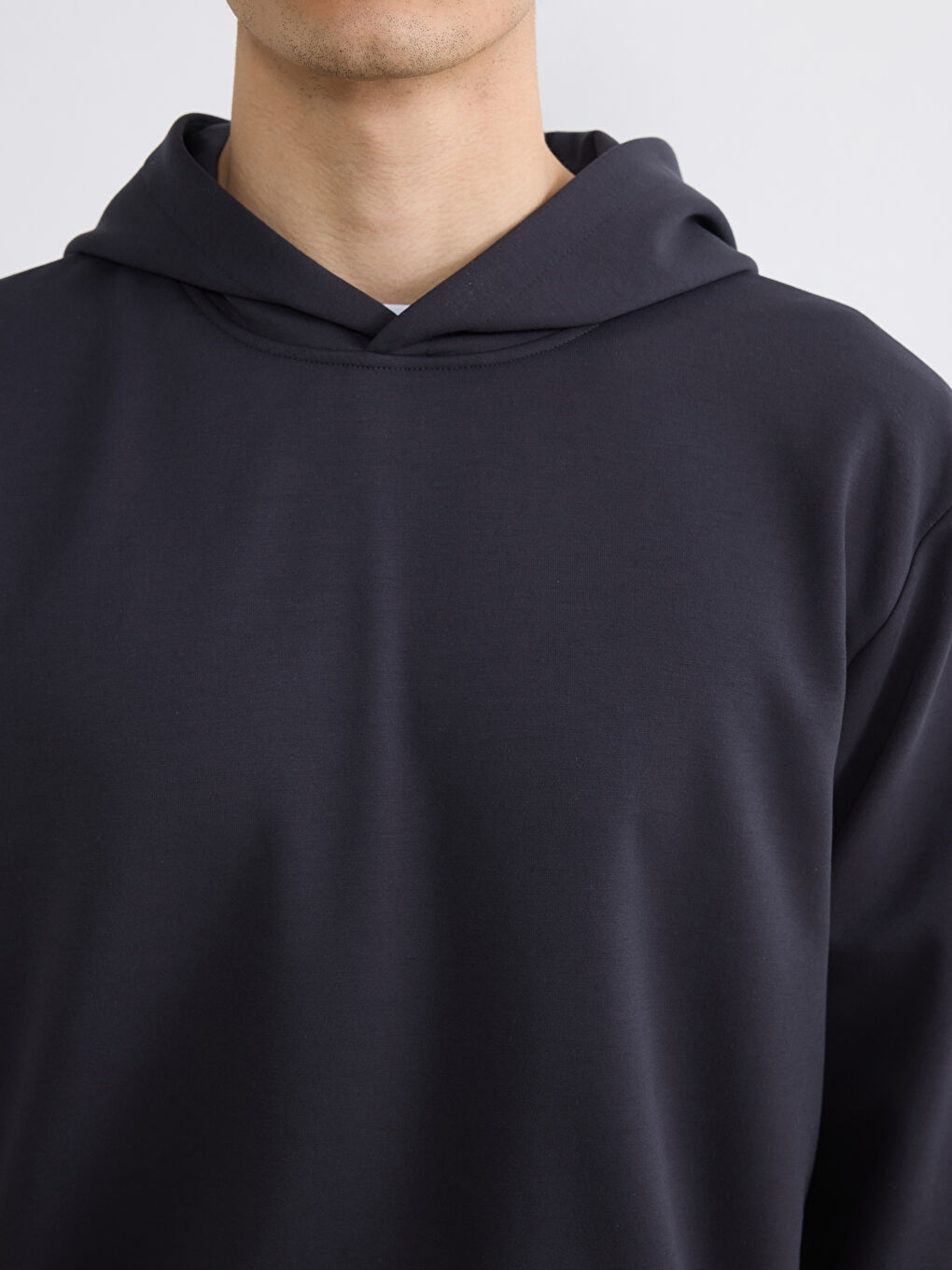 Antrasit Basic Erkek Hoodie-2