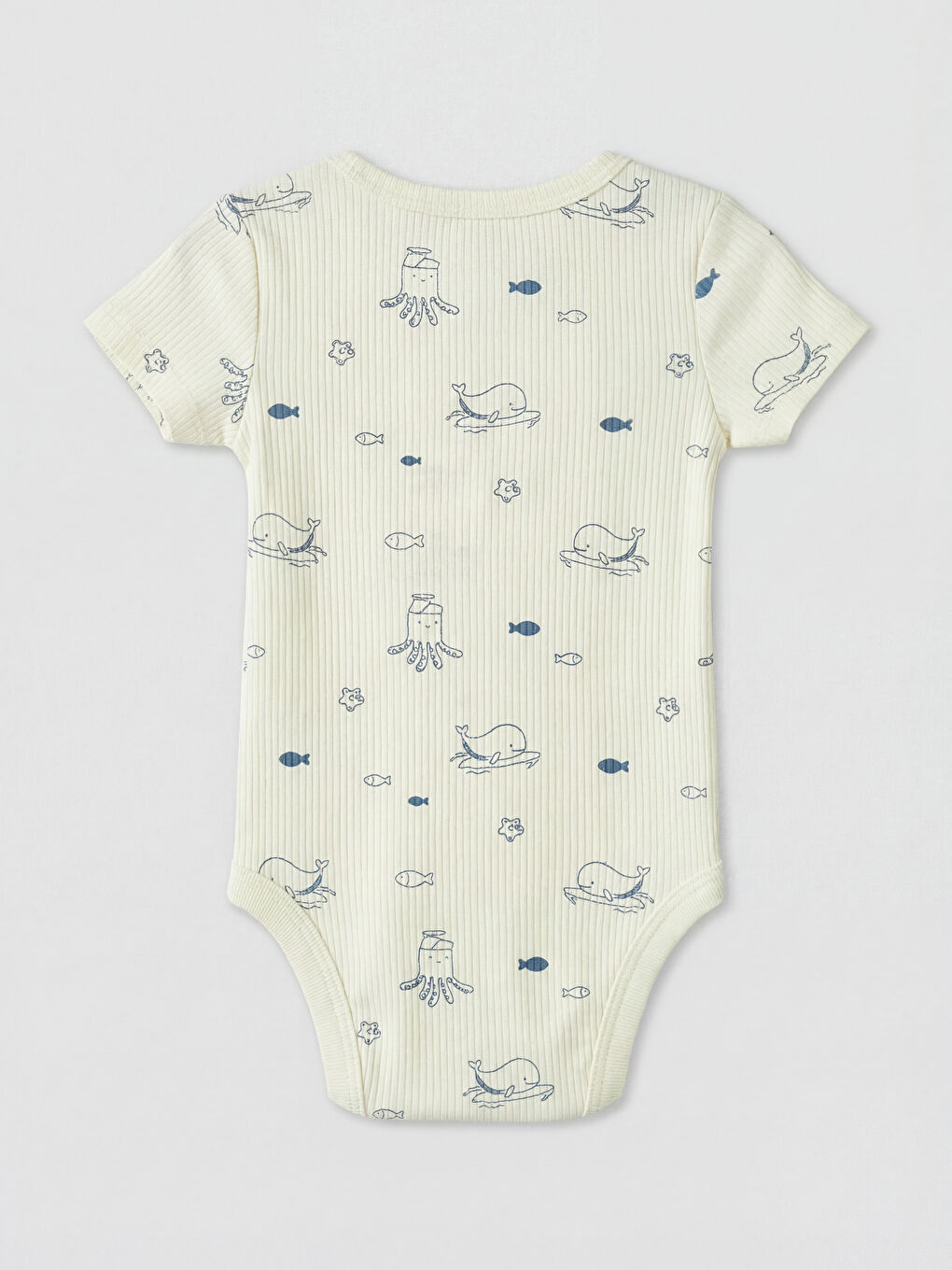 Ekru Bisiklet Yaka Erkek Bebek Çıtçıtlı Body 2'li-2