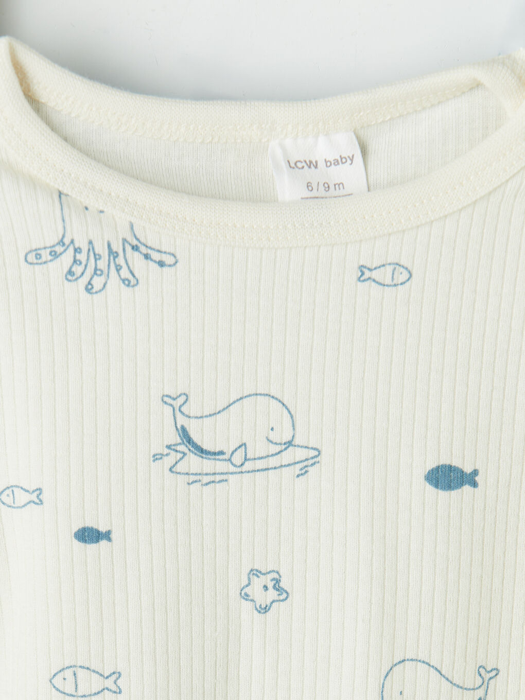 Ekru Bisiklet Yaka Erkek Bebek Çıtçıtlı Body 2'li-3