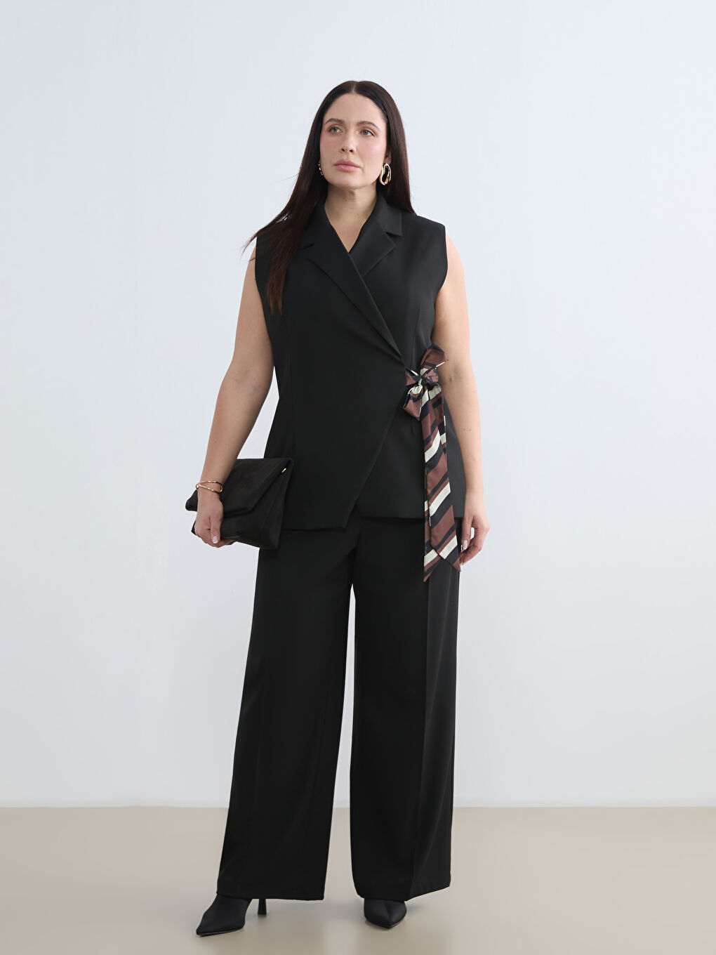 صدرية بدلة أسود امرأة-5