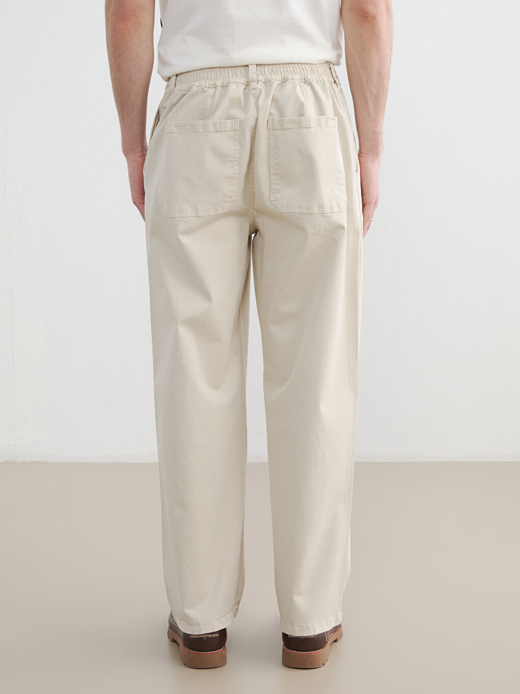 Gri Rahat Kalıp Gabardin Erkek Pantolon -3