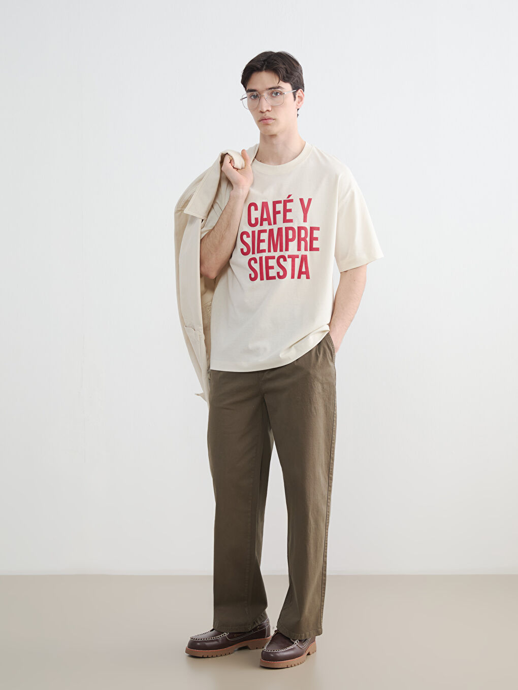 Haki Rahat Kalıp Gabardin Erkek Pantolon 