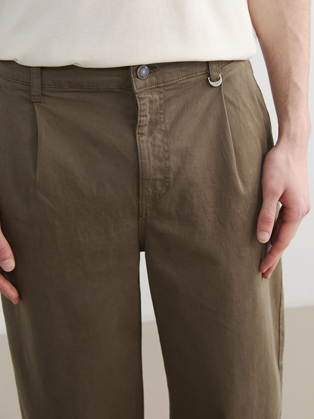 Haki Rahat Kalıp Gabardin Erkek Pantolon -2